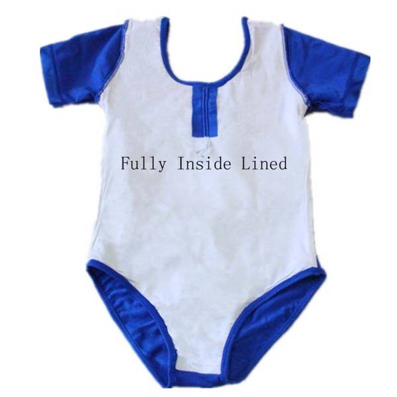 Blå kortermet leotard nylon